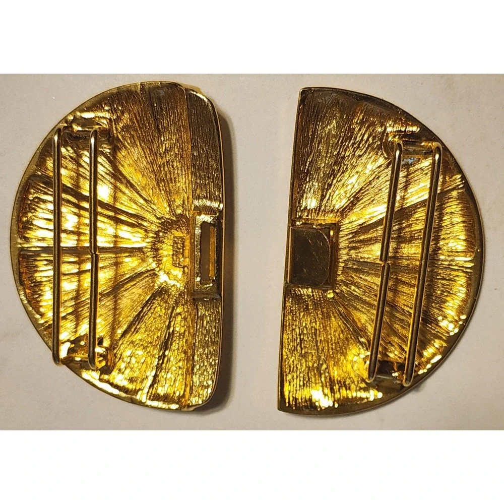 Vintage Dottie Smith Gold Tone Sunburst Belt Buckle Interlocking Two Piece